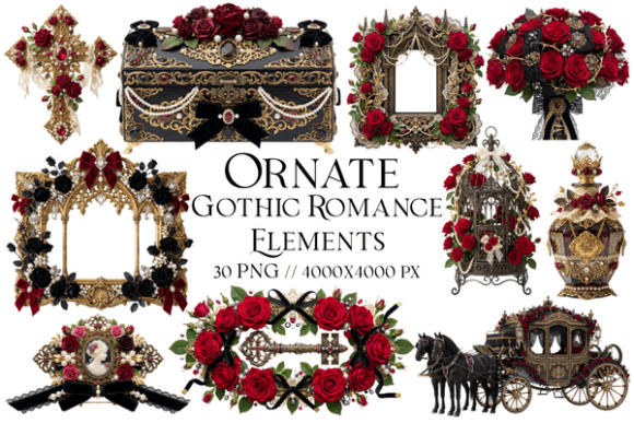 Download Ornate Gothic Romance Elements Clipart - Element Collection