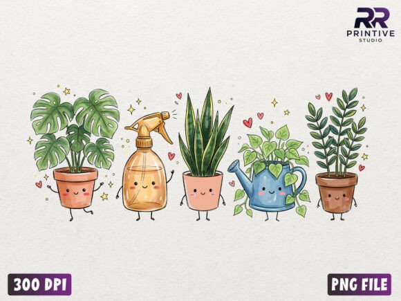 Download Preppy Plant Care Doodles PNG - Plant Collection