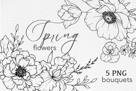 Download FLOWERS LINE DRAWING, FLORAL LINE ART - Drawing Collection