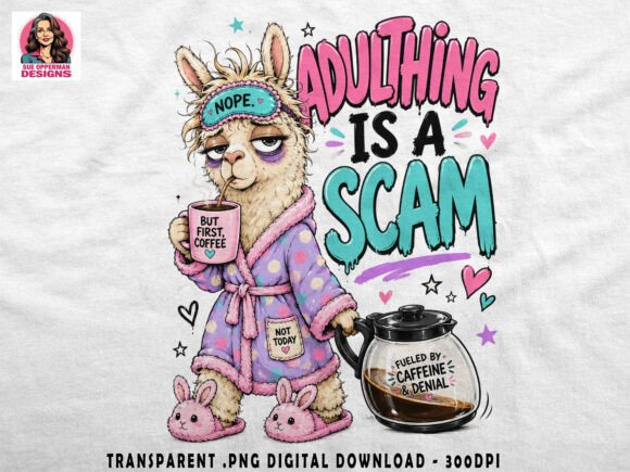 Download Title: Coffee Llama PNG | Scam Quote - Title Collection