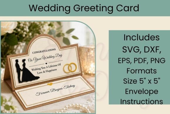 Download 3D Easel Wedding Card SVG Template - Wedding card Collection
