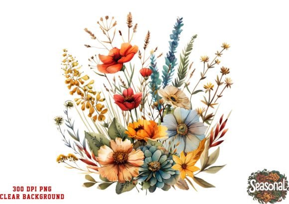 Download Boho Flowers Bouquet Watercolor Clipart - Bouquet Collection