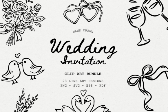 Download Hand Drawn Wedding Clip Art Bundle - Premium Resources