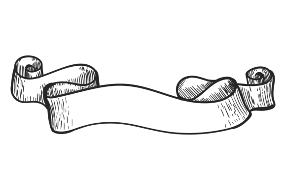 Download Engraved Scroll. Vintage Banner Drawing. - Drawing Collection