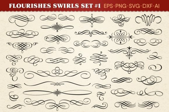 Download Flourishes Swirls Vector Set #1 - Flourishes Collection