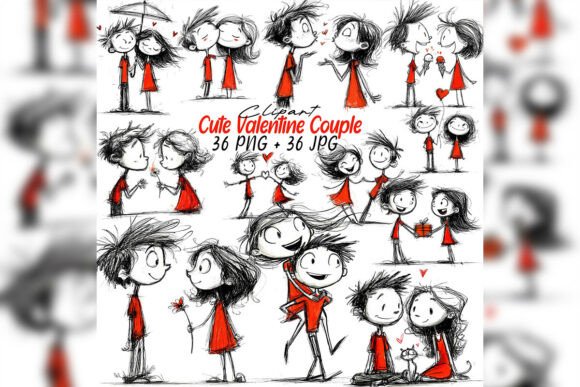 Download Whimsical Valentine Couple Clipart Love - Love Collection